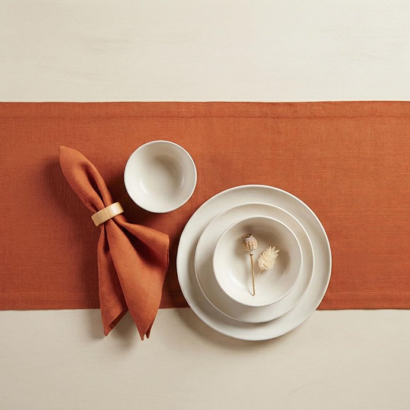 Solino Home Linen Table Runner 36 Inches - 100% Pure Linen Cinnamon Table Runner 14 x 36 Inch Ideal for Dresser and Coffee Tables, Mothers Day - Diana Medium Weight