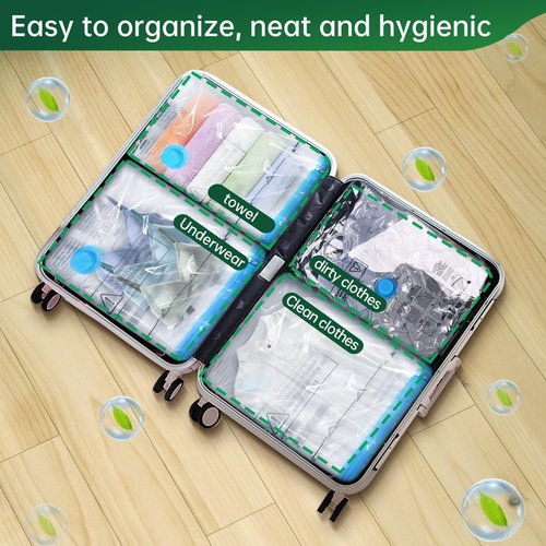 BRODI Travel Vacuum Bags Combo Pack - Space-Saving Clothing & Luggage Seal Bags with Pump