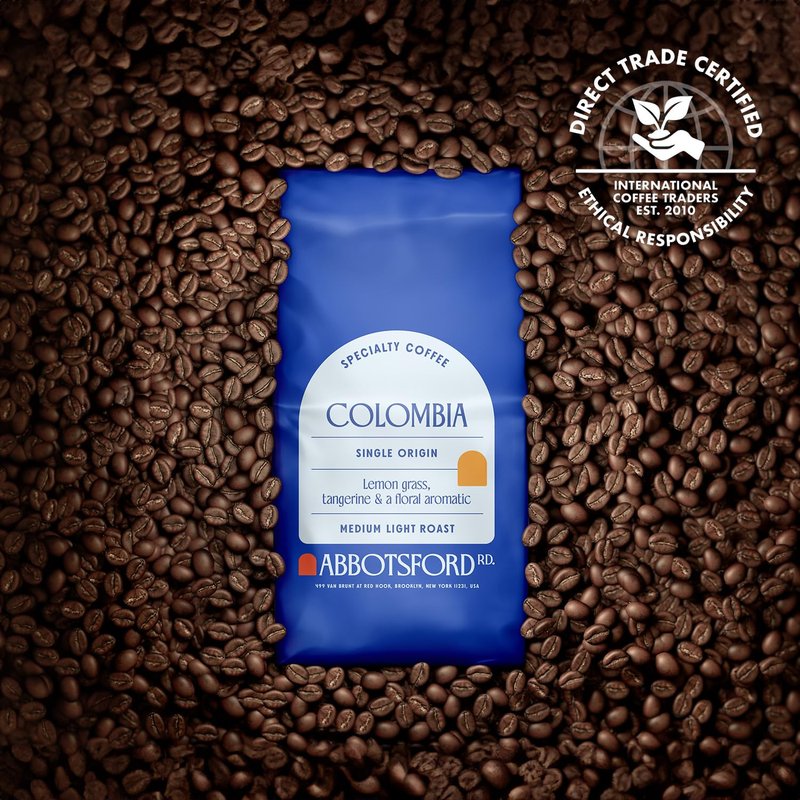 Colombia Single Origin Whole Bean Coffee, Medium-Light Roast with Lemongrass, Tangerine & Floral Aromatic Notes, Specialty Beans Colombian, 12oz Bag, Perfect for Coffee Enthusiasts