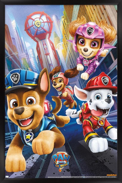 Nickelodeon Paw Patrol Movie - Action Wall Poster, 34L" x 22.4W", Black Framed Version