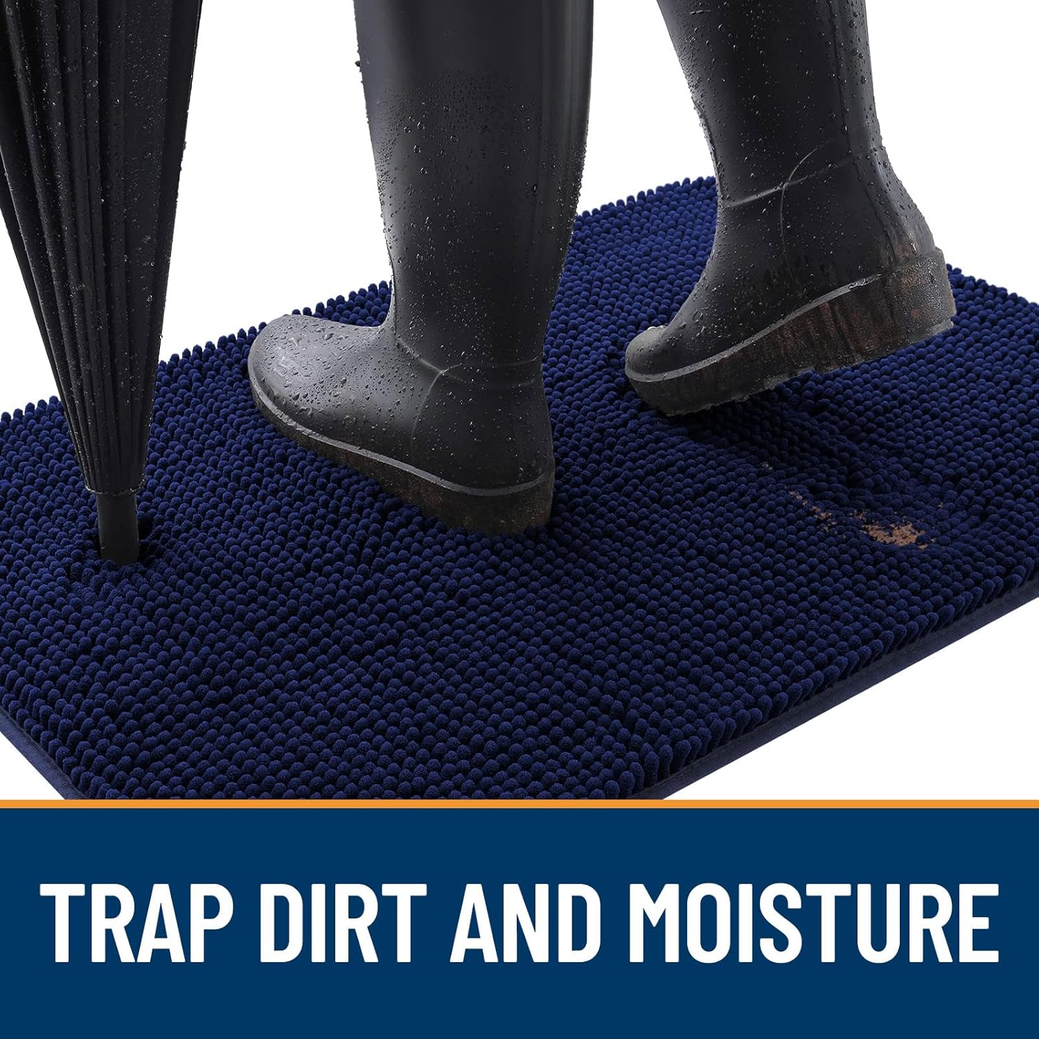 OLANLY Dog Door Mat - Absorbent Non-Slip Washable Doormat for Muddy Paws | 36x24 Navy Blue