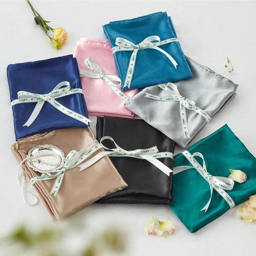 Love's Cabin Satin Pillowcase Set - Cooling Standard Size 20x26 for Hair & Skin, Silky Smooth, Navy