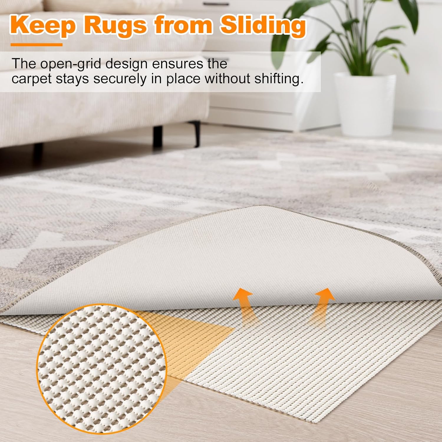 Songrey Non-Slip Rug Pad Gripper - Extra Thick 2x3 FT Carpet Pad for Hard Surfaces | Prevents Sliding & Provides Comfort