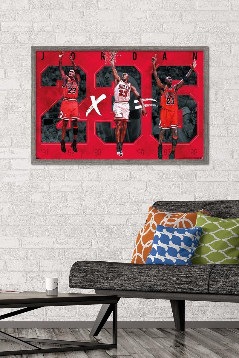 Trends International Michael Jordan - Six Wall Poster, 22.375" x 34", Barnwood Framed Version