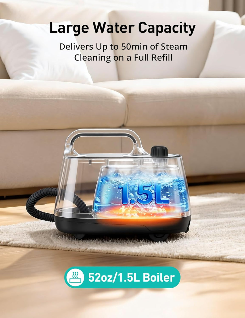Platinum Steam Cleaner - 293°F Handheld Steam Mop with 21 Attachments & 50oz Capacity for Home Use