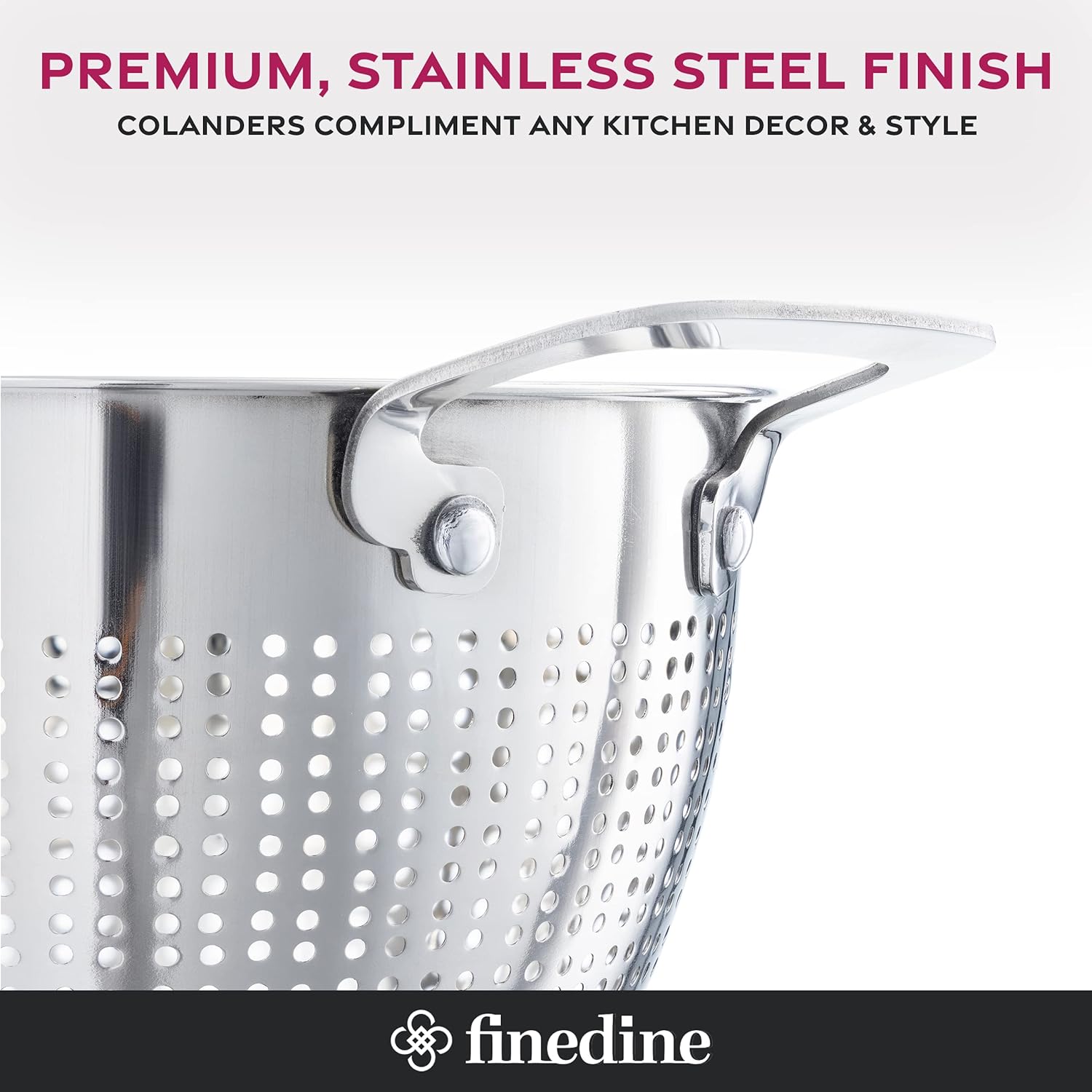 YH-Goods Stainless Steel Colander Set - 3-Piece Stackable Strainers for Pasta, Rice & Fruit | 5QT, 3QT, 1.5QT
