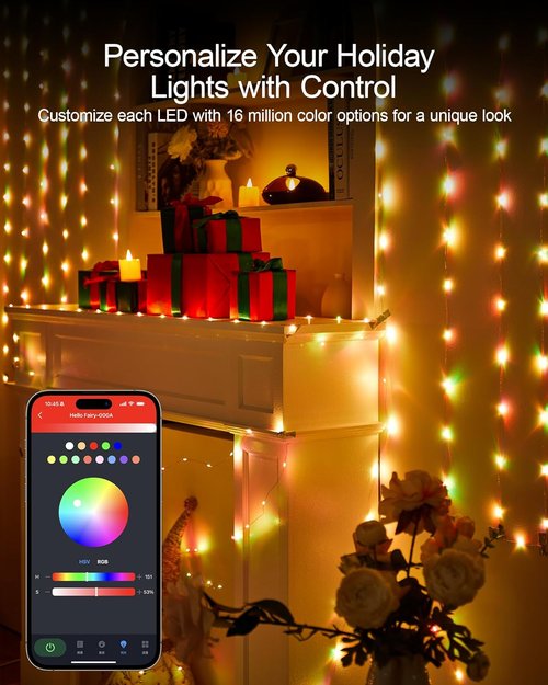 Ariceleo RGB Fairy Lights - 32.8 ft USB Powered String Lights with Remote & APP Control | Waterproof Copper Wire, 8 Modes, Timer Function for Christmas & Parties