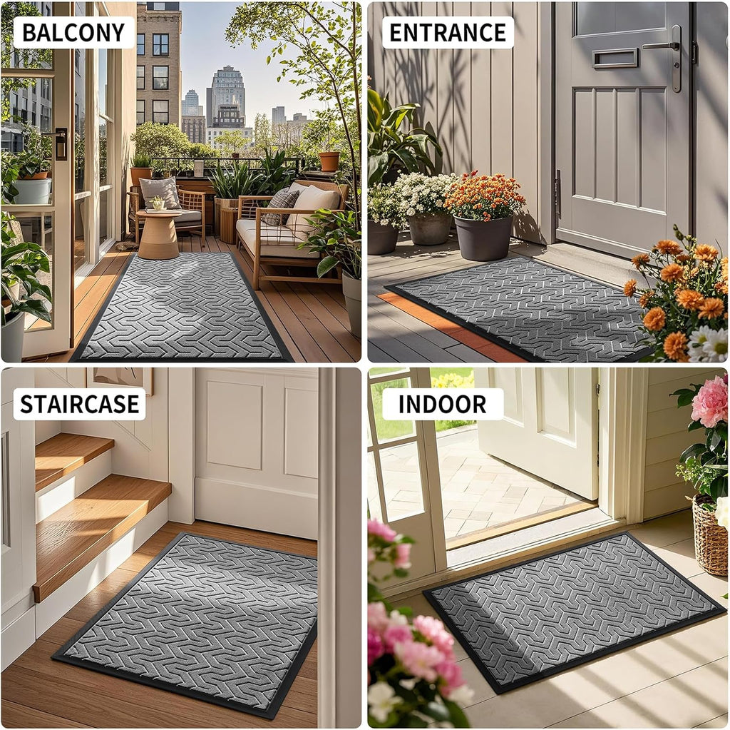 Yimobra Waterproof Heavy-Duty Front Door Mat - Non-Slip Rubber Entry Mat | 29.5"x17", Grey