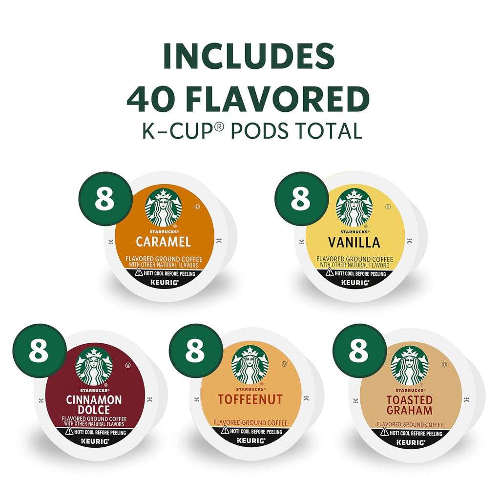 Starbucks K-Cup Coffee Pods - Flavored Hot or Iced Coffee Variety Pack | 40 Keurig Pods