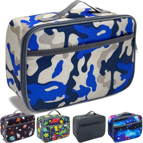 Kulle Camo Lunch Box for Boys, Insulated Space Theme Lunch Bag, Thermal Reusable Lunchbox for Kids, School, Outdoor - Washable & Leakproof