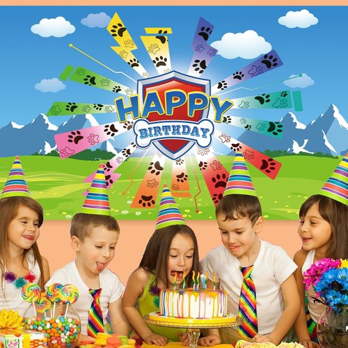 Dog Paw Birthday Banner - Giant 70.8x43.3 Inch Decoration for Baby & Kids Party Supplies