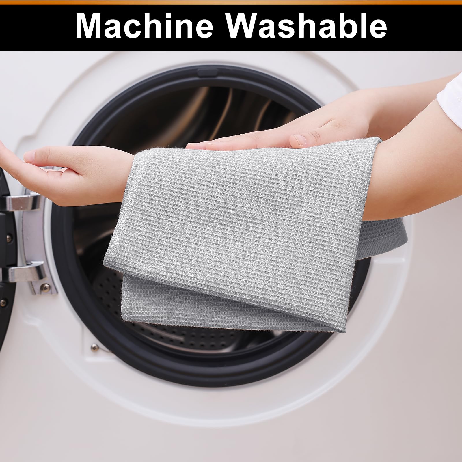 Homaxy 100% Cotton Waffle Weave Kitchen Towels - 6 Pack Soft and Absorbent Dish Towels - 16 x 26 Inches Quick Dry Hand Towels - Light Grey