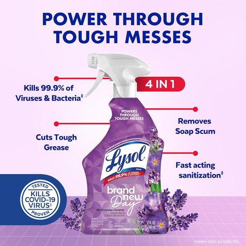 Lysol All-Purpose Cleaner Spray - Disinfecting Multi-Purpose Spray | Lavender & Cotton Blossom, 32 Fl Oz