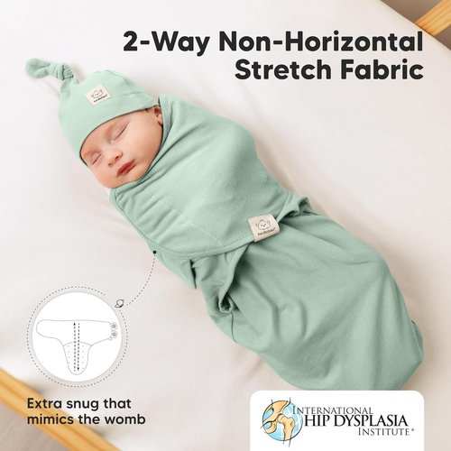 KeaBabies Organic Swaddles for Newborns - Soft Cotton Sleep Sacks & Breathable Hats | 0-3 Months, Sage