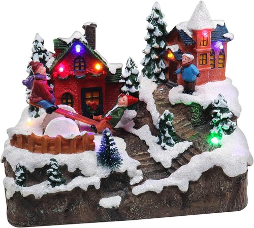 Christmas Village Rocking Seesaw - Animated Pre-Lit Winter Snow Town | Perfect Indoor Holiday Decoration