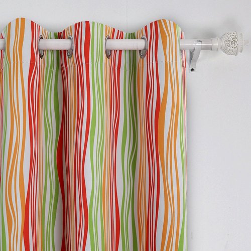 Deconovo Room Darkening Panels Curtains for Bedroom Blackout Curtains Kids Vibrant Waves Grommet Striped Curtains 42 x 95 Inch 2 Panels Red Yellow Green