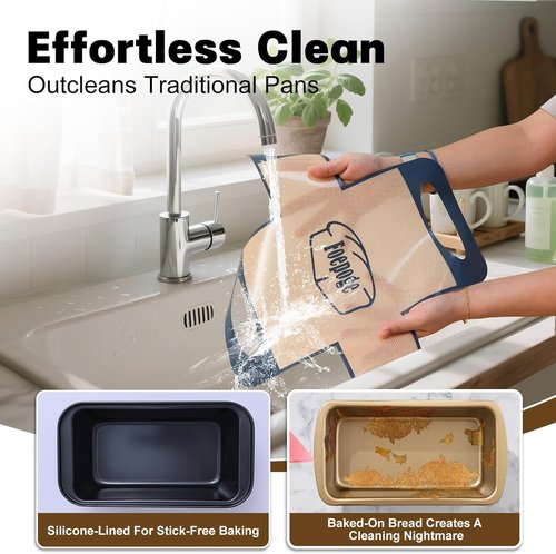 Loaf Pan Set by [Brand Name] - Nonstick 9 x 5 Inch Bread Pans with Liners for Perfect Baking
