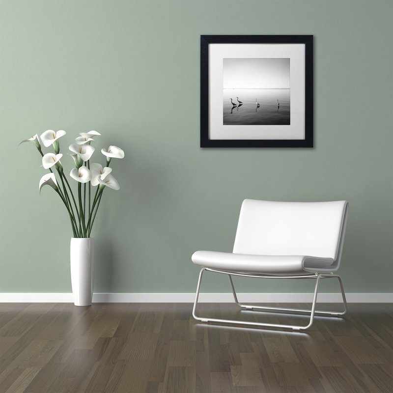 Trademark Fine Art 4 Herons by Moises Levy in White Matte and Black Framed Artwork, 16 by 16"