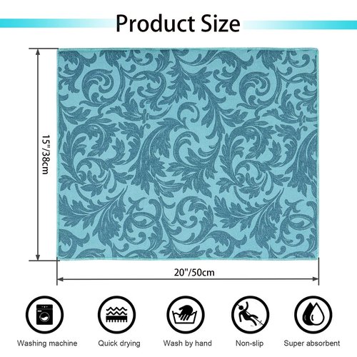 Microfiber Dish Drying Mat 3PCS, 20"X15" Large, Ultra Absorbent & Quick Drying for Kitchen Counter, Hand and Machine Washable