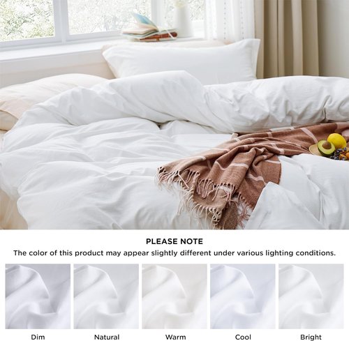 Bedsure Duvet Cover Set - Extra Soft Twin/Twin XL Bedding in White | 2 Pieces with Zipper Closure