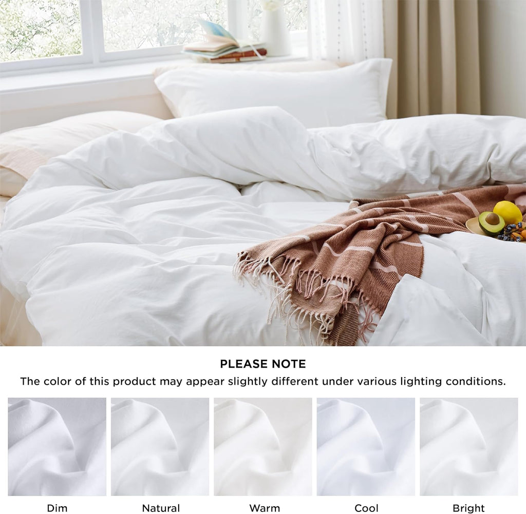 Bedsure Duvet Cover Set - Extra Soft Prewashed Cotton-Like Polyester, Twin/Twin XL, White | Includes 1 Duvet Cover & 1 Pillow Sham