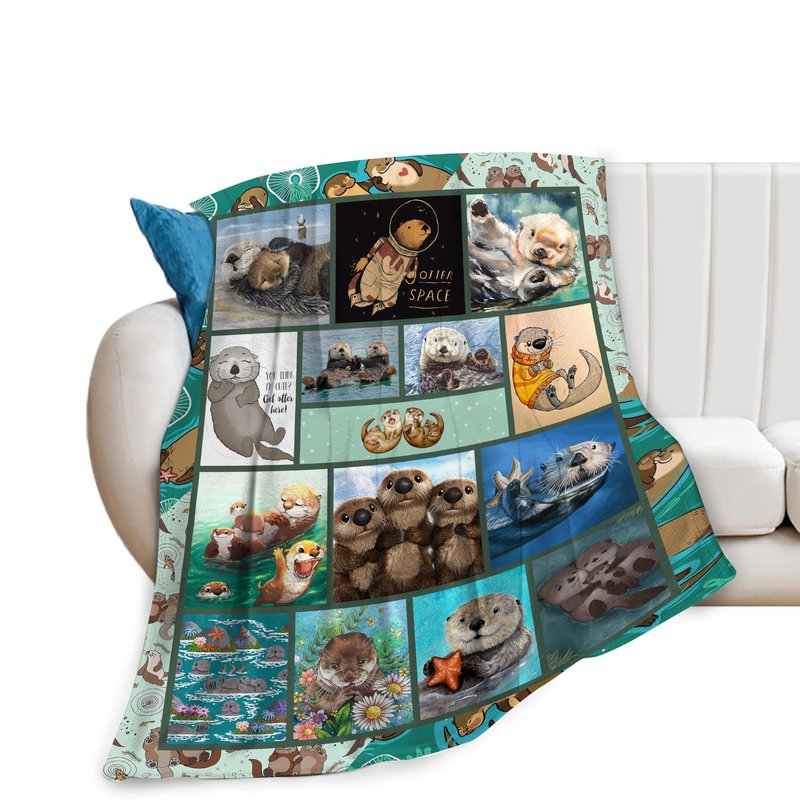 Sea Otter Blanket Otter Gifts for Girls Boys Woman Kids Ocean Throw Blankets Soft Blanket Warm Fleece Flannel Plush Blankets for Bed Sofa Couch 40"x50"