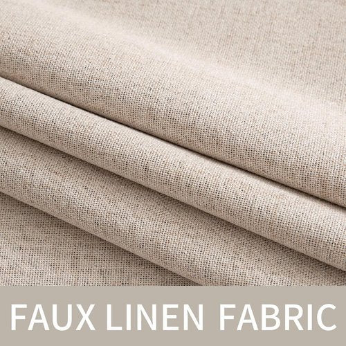 MIULEE 100% Blackout Linen Textured Curtains - Thermal Insulated Natural Beige | 52 x 84 Inch (2 Panels)
