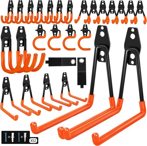 Heavy Duty Garage Hooks 28 Pack by [Brand Name] - Non-Slip PVC Coated Storage Solution for Bikes, Ladders & Tools