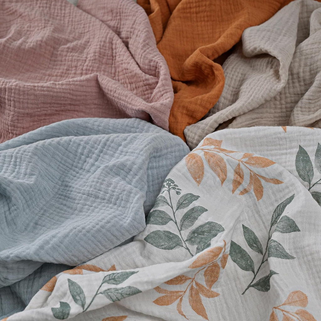Skiennix Muslin Receiving Blankets - Breathable Swaddle Wraps for Newborns | 5 Pack in Gentle Colors