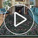 8x10 Washable Vintage Floral Area Rug - Non-Slip Dark Green Carpet