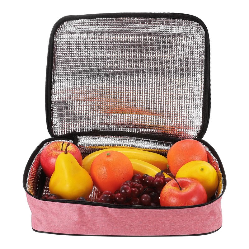 uxcell Insulated Flat Lunch Bags, 12.6" x 10.2" x 2.8" Food Containers Bag Reusable and Portable Flat Bento Bags with Food Storage Bags for Work, Office or Picnic, Grey