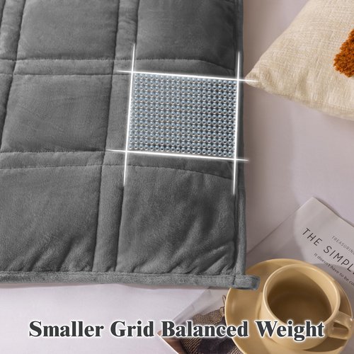 LBRO2M Weighted Blanket 20 lbs 60 X 80 Inches, Flannel Heavy Blanket with Glass Beads, Soft Thick Comfort Blankets for Adults Bed Heavy Blanket, Dark Gray