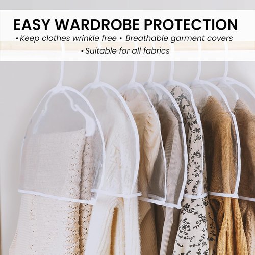 Handy Laundry Clear Vinyl Shoulder Covers - 16 Garment Protectors for Dust-Free Storage & Protection