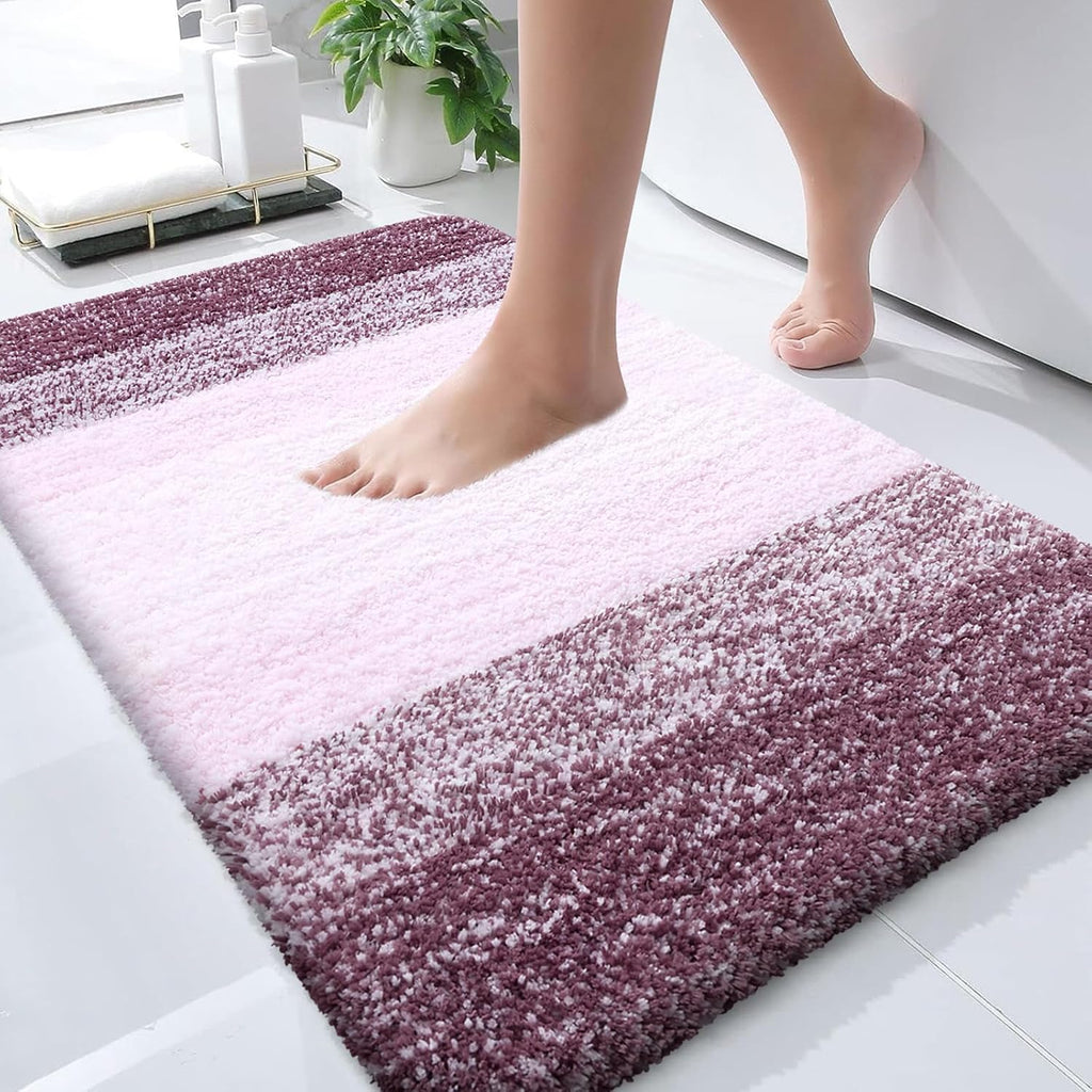 OLANLY Bathroom Runner Rug - Extra Soft Microfiber Mat | Quick-Dry, Washable, 59x24, Mauve