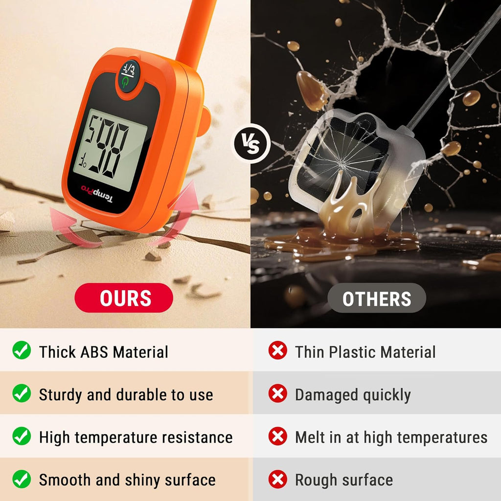 TempPro Candy Thermometer - Instant Read 10" Long Probe with Pot Clip & LCD Display for Cooking Oil & Sugar Brewing