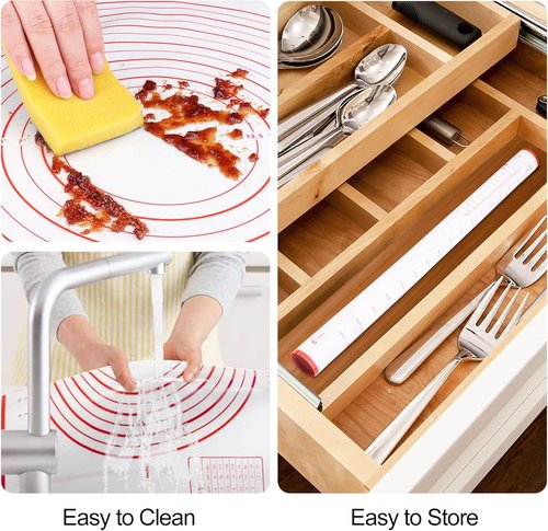 HOOMIL Silicone Baking Mat - Extra Large Non-Stick Pastry Mat with Measurements | 24"x16" for Dough & Cookies