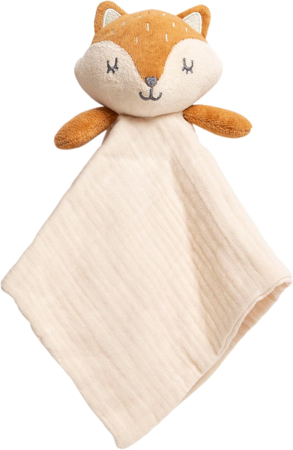 Pearhead Fox Baby Lovey - Organic Cotton Muslin Security Blanket | Soft & Breathable Snuggle Toy for Newborns, 0+ Months