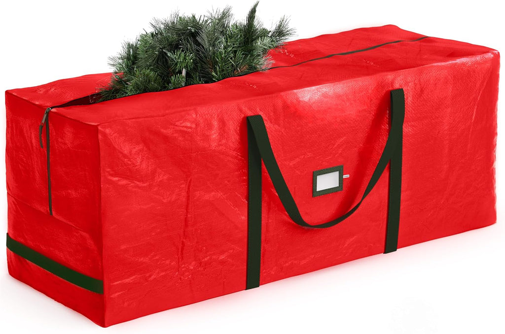 Zober Christmas Tree Storage Bag - Waterproof Protection for 7.5 Ft Artificial Trees - Durable Red Design with Strong Handles & Label Slot