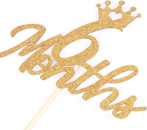 Gold Glittery Cake Topper - Perfect for Baby's 6-Month Birthday Celebration | Half Year Anniversary Decor