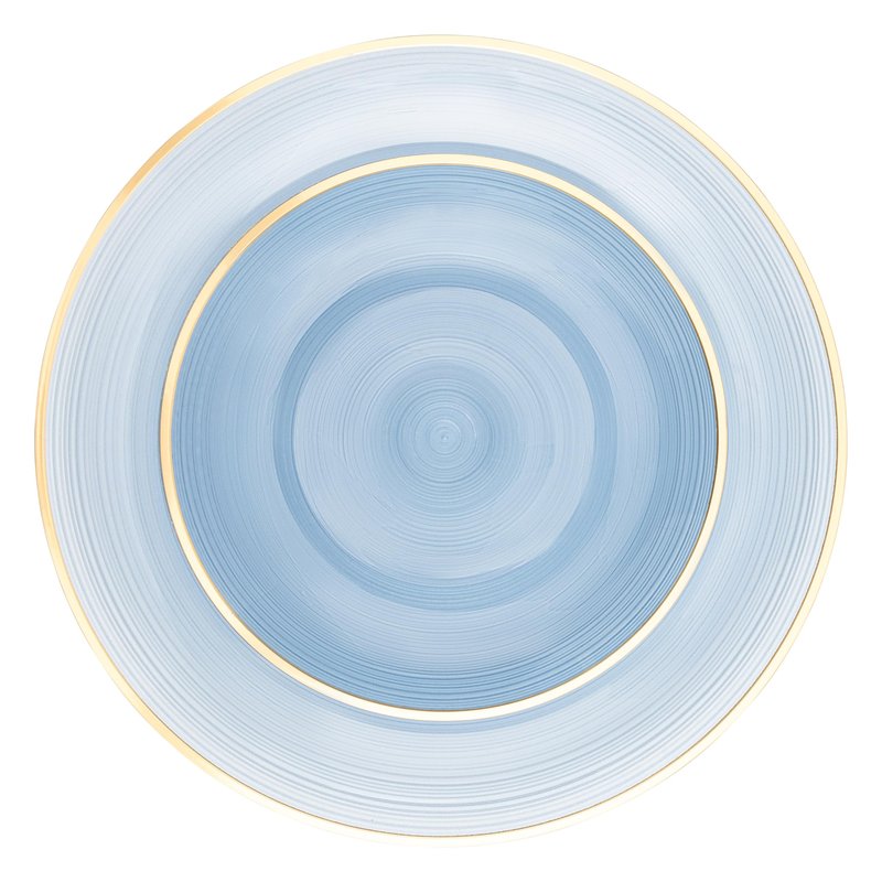 PLASTICPRO 32 Pieces Crystal Design Plastic Plates Combo Pack 7 inch and 10 inch Gold Rim Elegant Disposable Plates, Transparent Blue