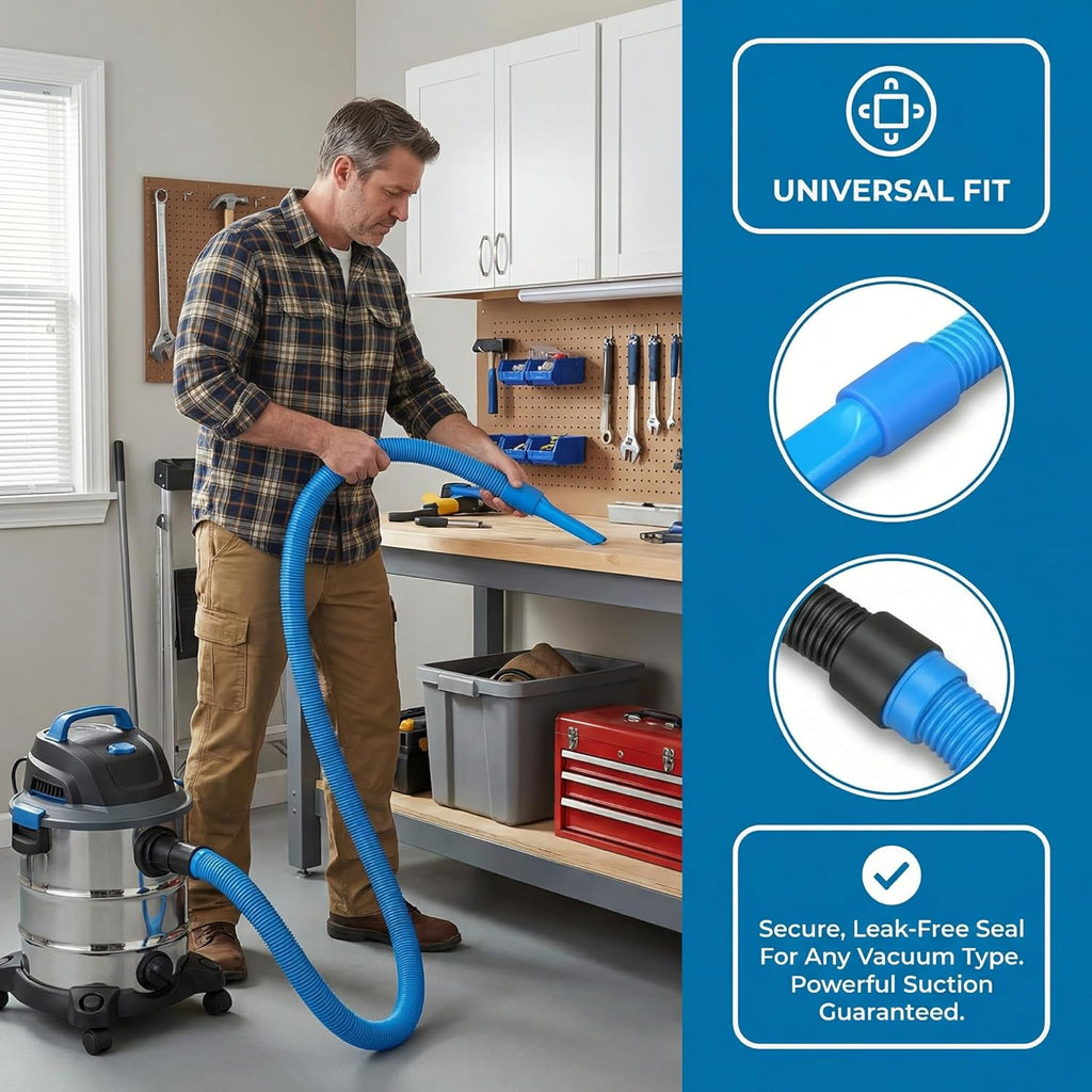 Skiennix Dryer Vent Cleaner Kit - 31.5" Flexible Lint Vacuum Attachment | Universal Fit, Reduces Fire Hazards, Deep Cleans Clogged Vents (Blue)