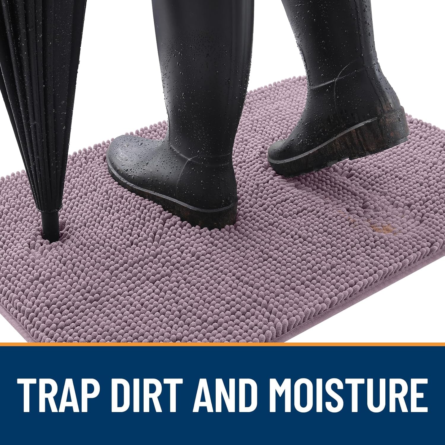 OLANLY Dog Door Mat - Absorbent Non-Slip Chenille Mat for Muddy Paws | Quick Dry, 50x30, Deep Plum