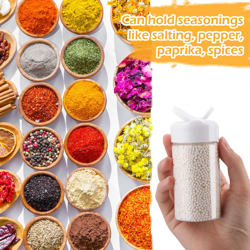 Mimorou 40 Pack Plastic Spice Jar with Shaker Lids Seasoning Containers 3.5 oz Plastic Spice Container with Lids Seasoning Jars for Kitchen Storing Powder (White)