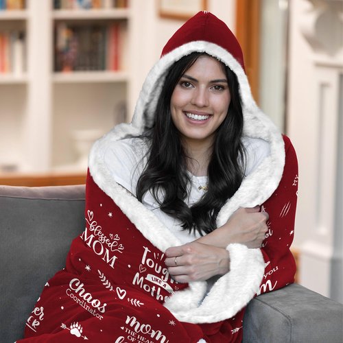 Mama Bear Wearable Hooded Blanket for Mom - Mom Gifts from Daughter Son - Christmas Birthday Gifts for Wife from Husband