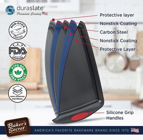 Baker's Secret Nonstick Bakeware Set - 5 Essential Pans for Baking | Black, Oven Safe, Versatile Sizes