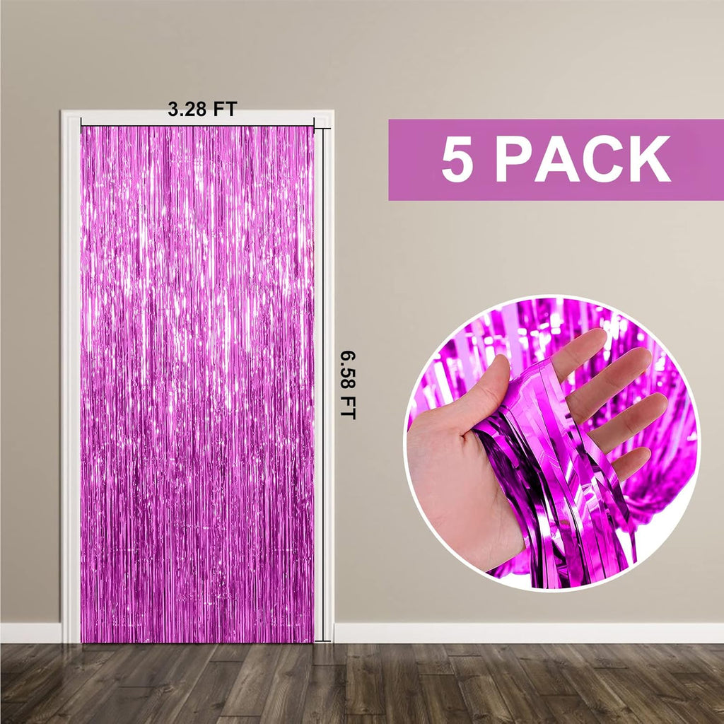 Skiennix Foil Curtain Backdrop - Metallic Tinsel Fringe for Photo Booth | 5 Pack for Parties & Celebrations