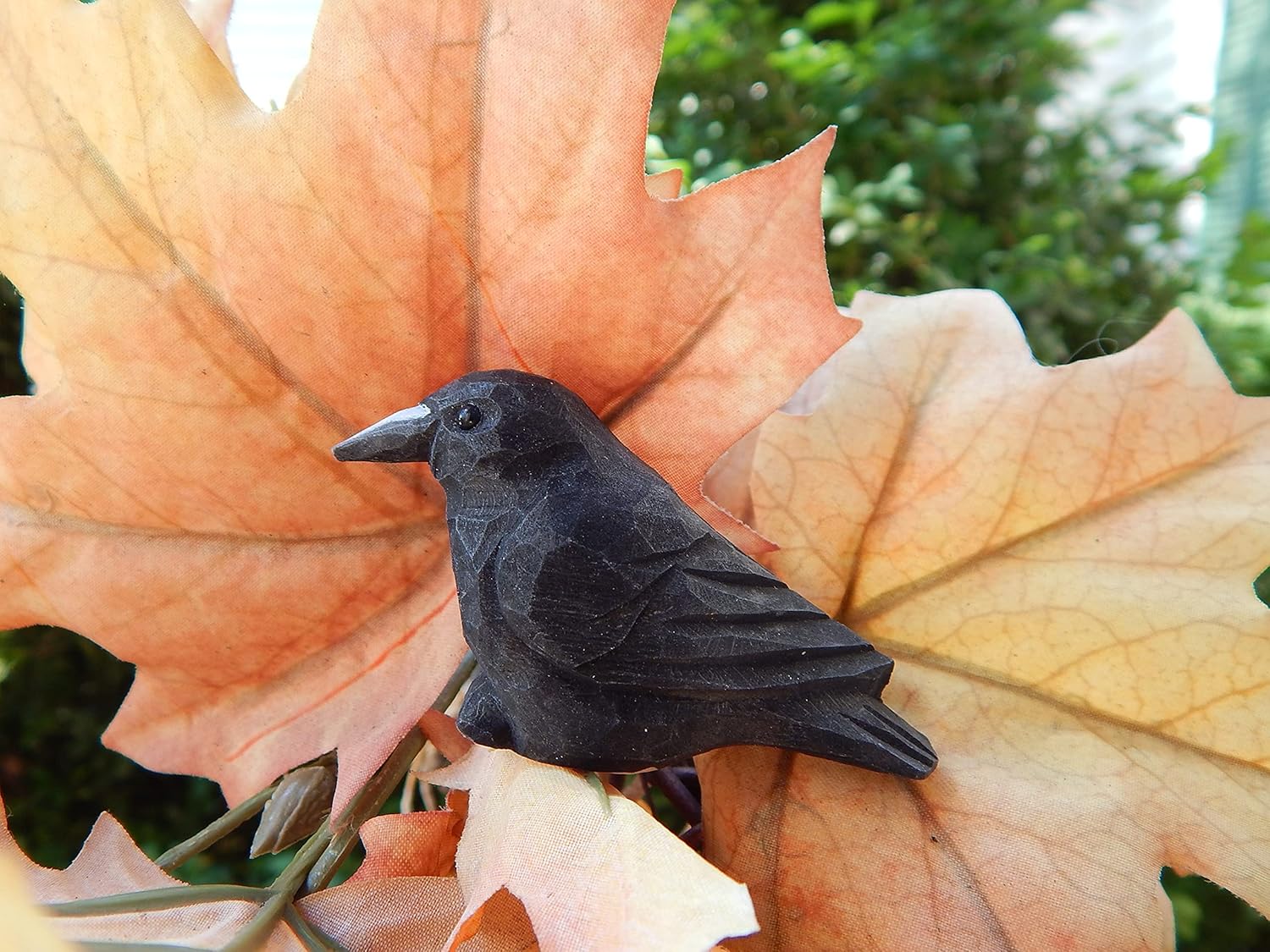 Selsela Hand-Carved Raven Figurine - Black Crow Statue | Gothic Home Decor & Collectible Miniature
