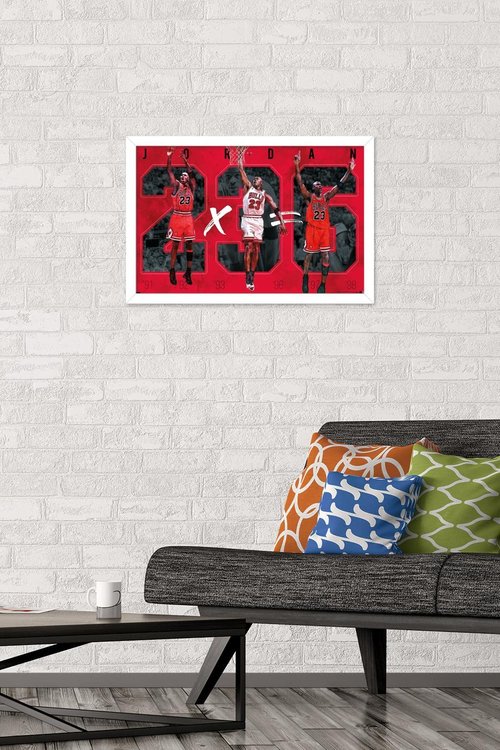 Trends International Michael Jordan - Six Wall Poster, 14.725" x 22.375", White Framed Version