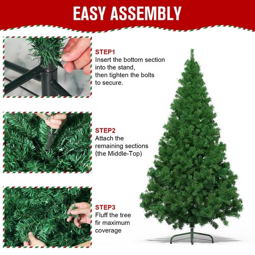 6 Ft Artificial Christmas Tree for Home, Office and Party Decoration, Holiday Xmas Tree with 1000 Branch Tips, Metal Hinges & Foldable Base