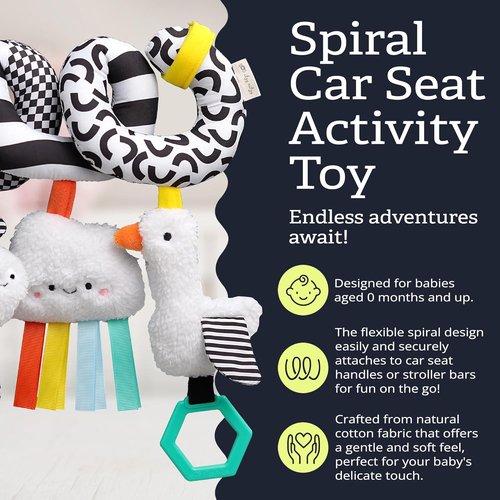 Itzy Ritzy Spiral Car Seat & Stroller Activity Toy - Engaging Hanging Toys with Mirror & Ribbons for Infants